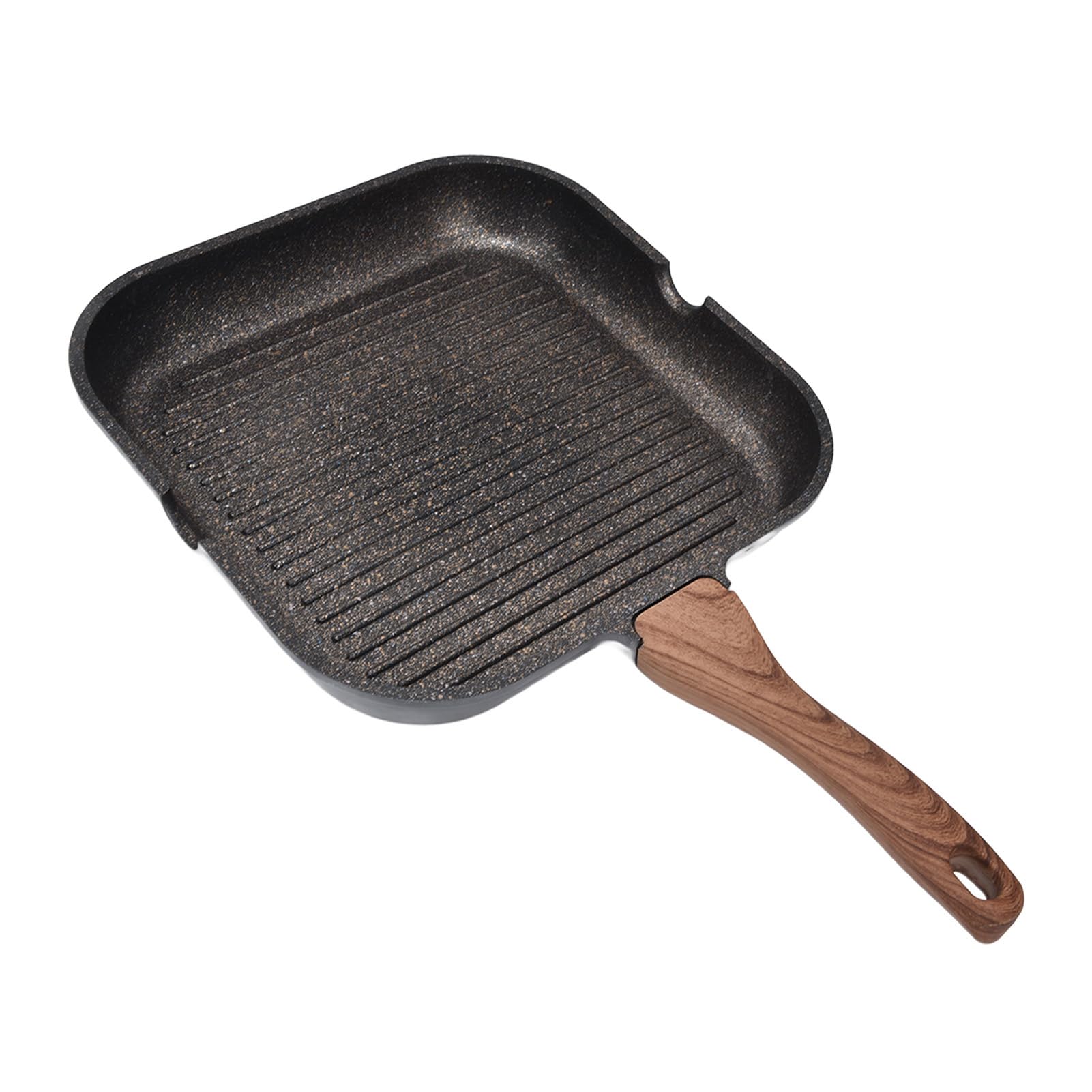 Haofy Kwadratowa Patelnia Grillowa o Grubości 4,5 Mm, Aluminiowa, Kompatybilna z indukcją, z Równoległymi Krawędziami do Odprowadzania Tłuszczu - Patelnia z powłoką nieprzywierającą do Grillowania