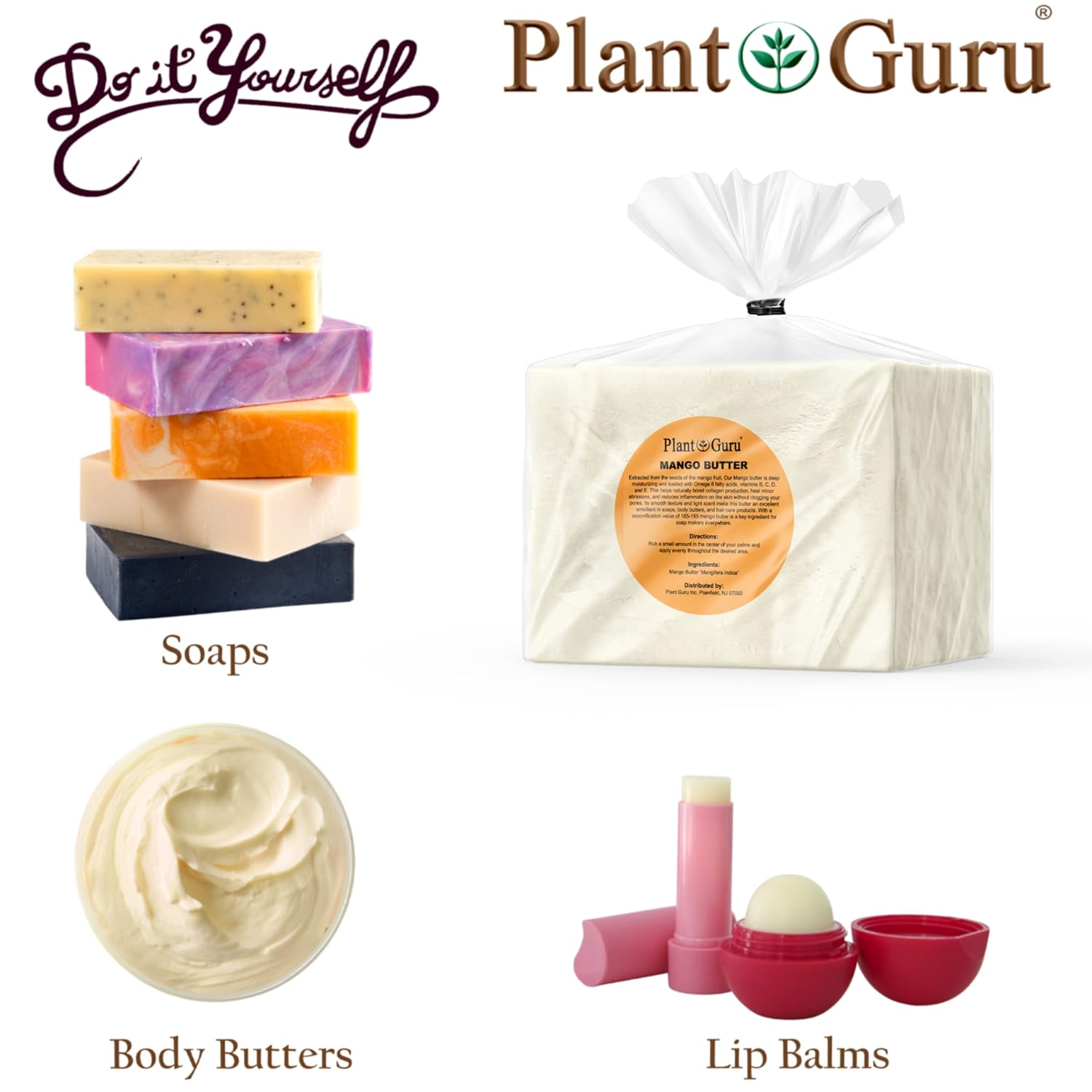 Raw Mango Butter 16 oz. / 1 lb. Jar CHUNKS - 100% Pure Natural Unrefined - Great for Skin and Hair Growth. DIY Soap Making, Body Butter, Lotions and Creams.