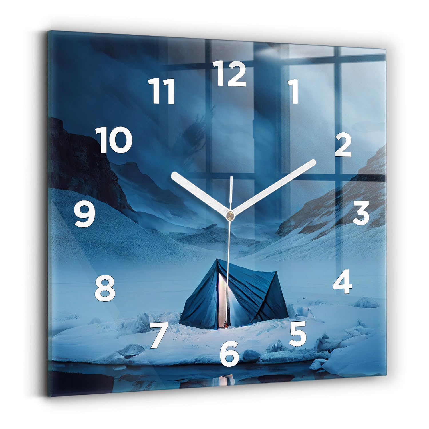Horloge carrée 30x30 cm à mécanisme silencieux avec aiguilles blanches