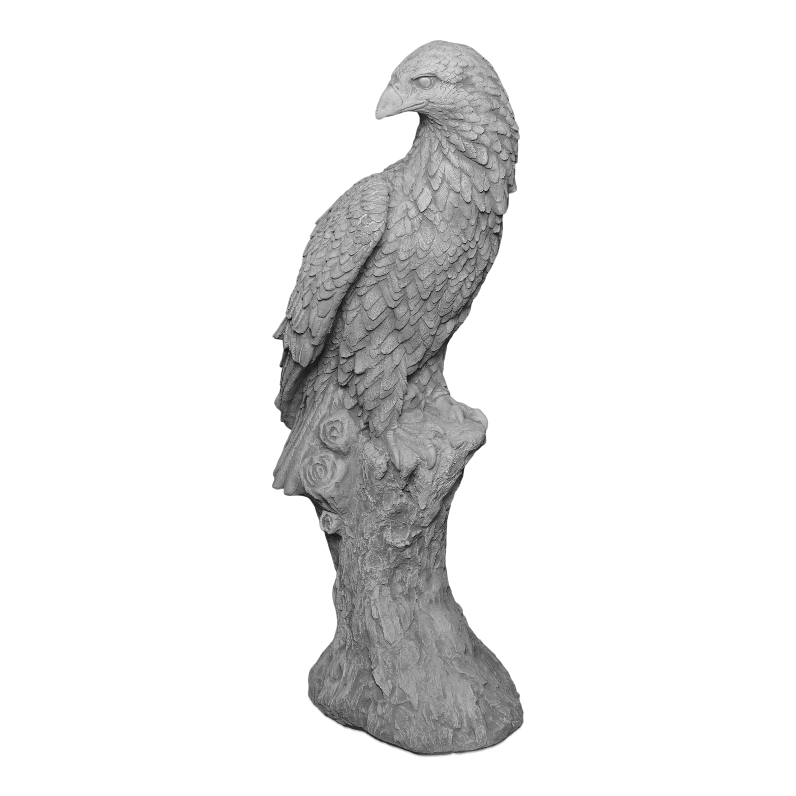 gartendekoparadies.de Massive Stone Figure Statue Giant Eagle on Tree Stump Falcon Stone Cast Frost Resistant