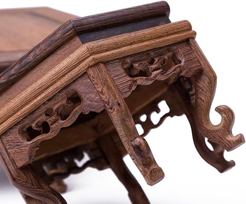 Miniatura 2 de Hermosa mano artesanal hexagonal palisandro oriental Fishbowl jarrón soporte 6.5"