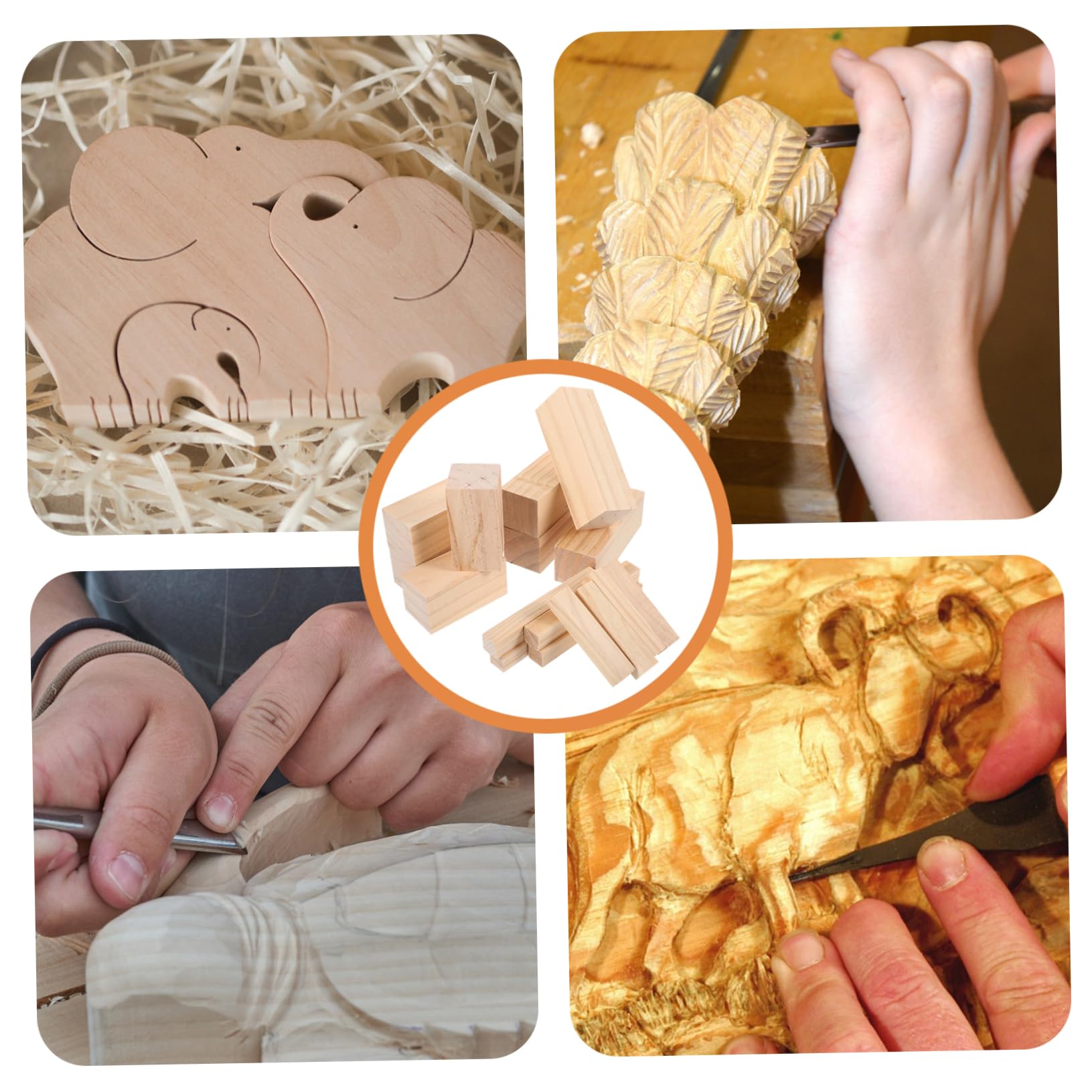 STOBOK 16 Stück Holzblöcke aus Synthetischem Material ohne Knoten Leicht zu Bemalen zum Schnitzen und Basteln für Anfänger und Erwachsene