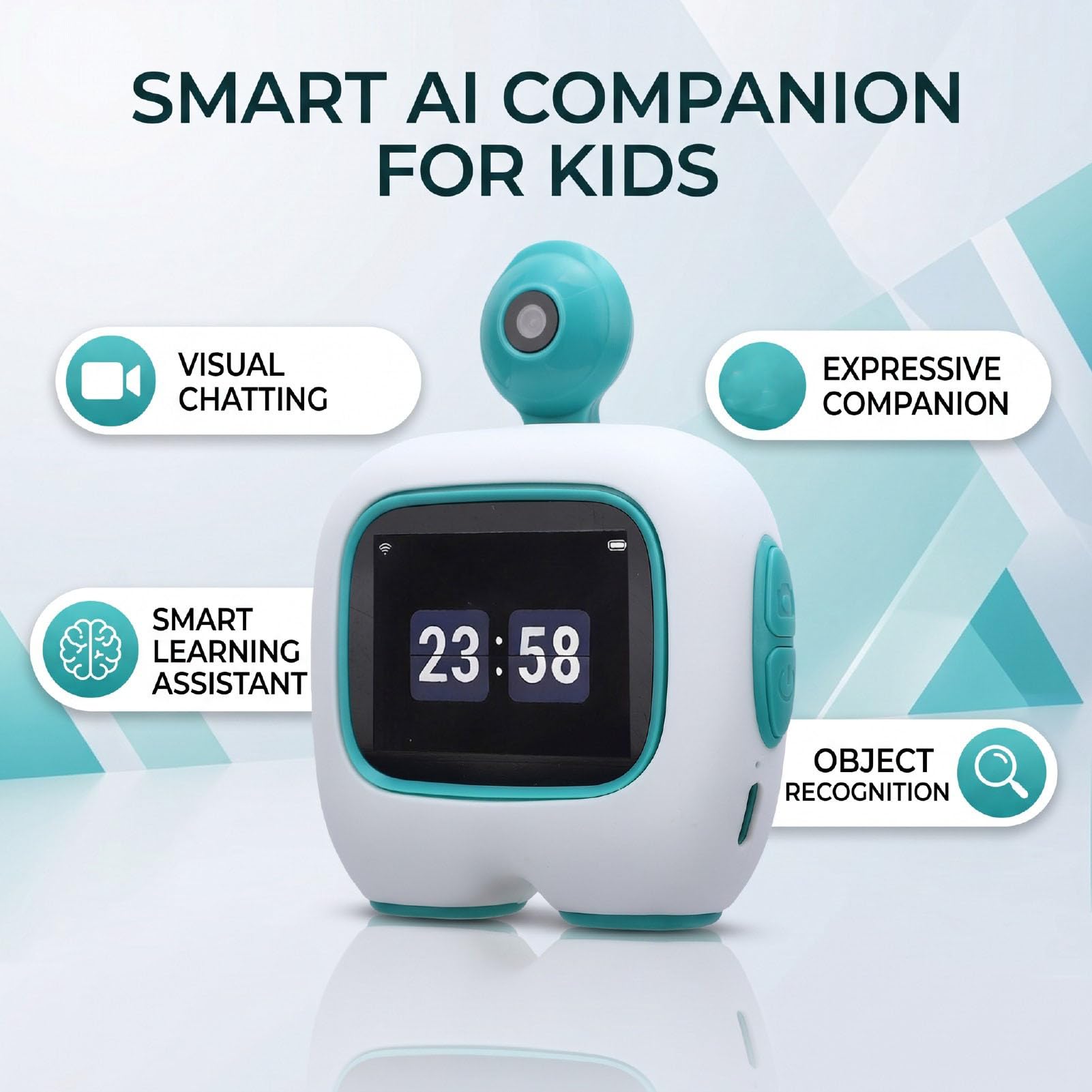 Fockety Robot con IA, Robot Interactivo con 40 Tonos de Voz y batería de 1500 mAh, 8 x 7 x 3,8 cm. Mascota electrónica Recargable de Escritorio, Asistente de Aprendizaje para niños