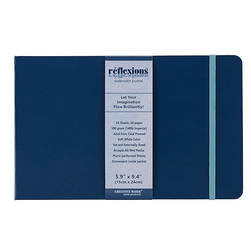 Miniatura 6 de Creative Mark Cuaderno de bocetos de campo encuadernado de cuero duro 48 páginas - 5.5 x 5.5 con correa elástica, ideal para artistas, papeles