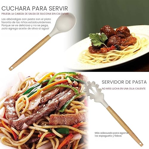 Miniatura 5 de Juego de utensilios de cocina - 35 utensilios de cocina con rallador pinzas espátula de cuchara y volador hecho de silicona resistente al calor y