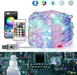 Pisca Fio Fada Luz Led Cordão Decoração Enfeite Natal Colorido RGB 20 Metros Com Bluetooth Controle Remoto (RGB)