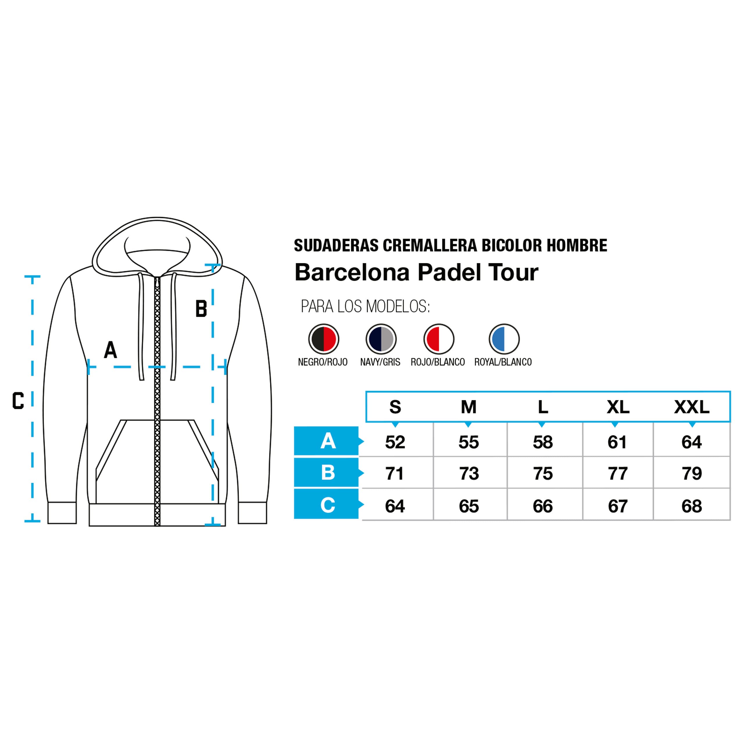 Barcelona Padel Tour | Felpa con Cappuccio da Uomo con Zip | Giacca Sportiva Padel con Stampa Speciale Padel | Abbigliamento Sportivo