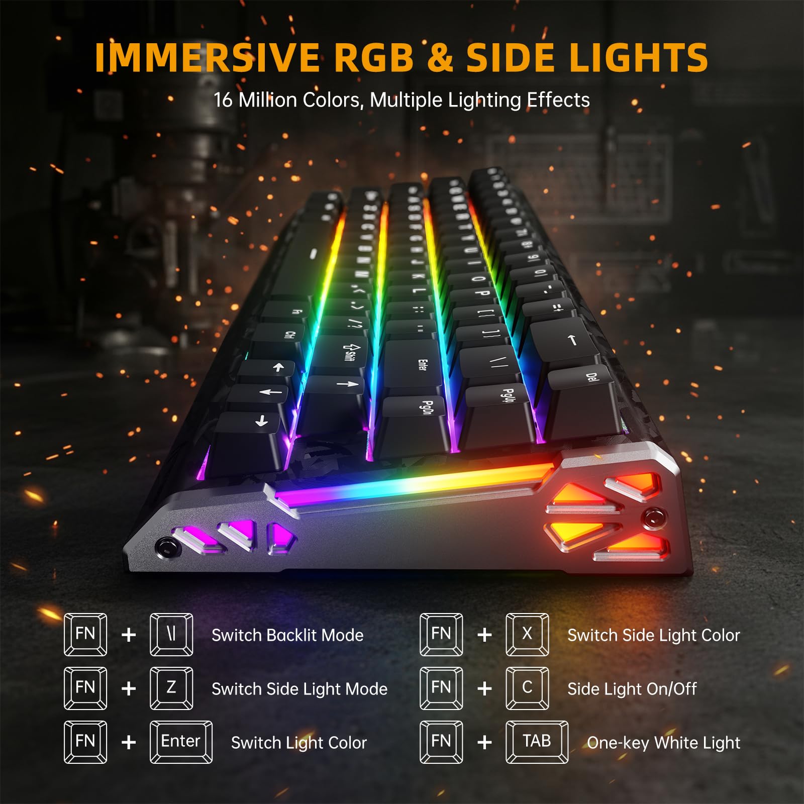 ATTACK SHARK R68 HE Teclado Gaming Magnético 8000Hz, Rapid Trigger 0,005 mm, Fibra de Carbono Forjada y Aluminio CNC, Snap Tap, Efecto Hall, 60% RGB con Cable, US QWERTY, Negro