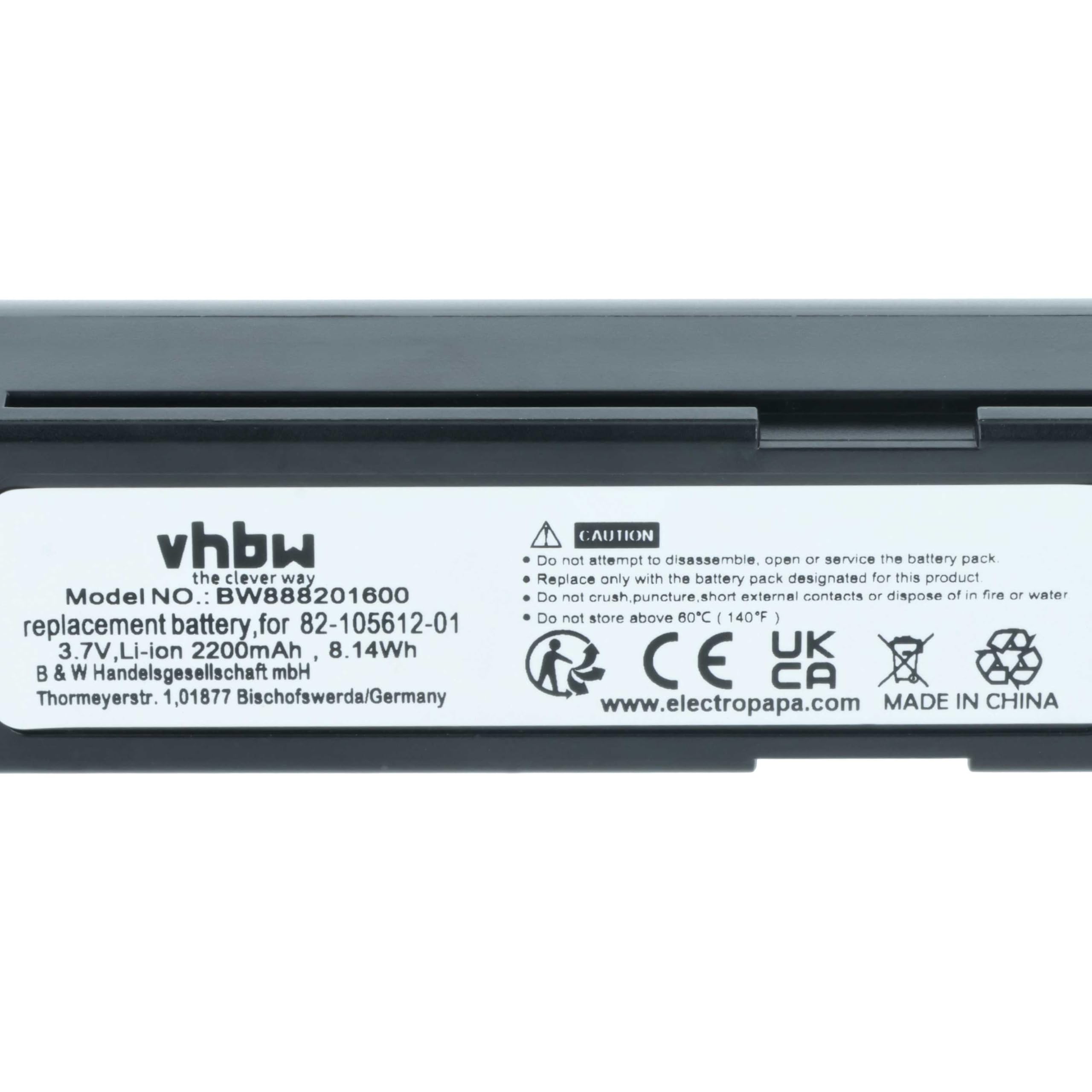 vhbw batteria sostituisce Zebra 82-166537-01, BTRY-36IAB0E-00 per lettore di codici a barre, POS (2200mAh, 3,7V, Li-Ion)