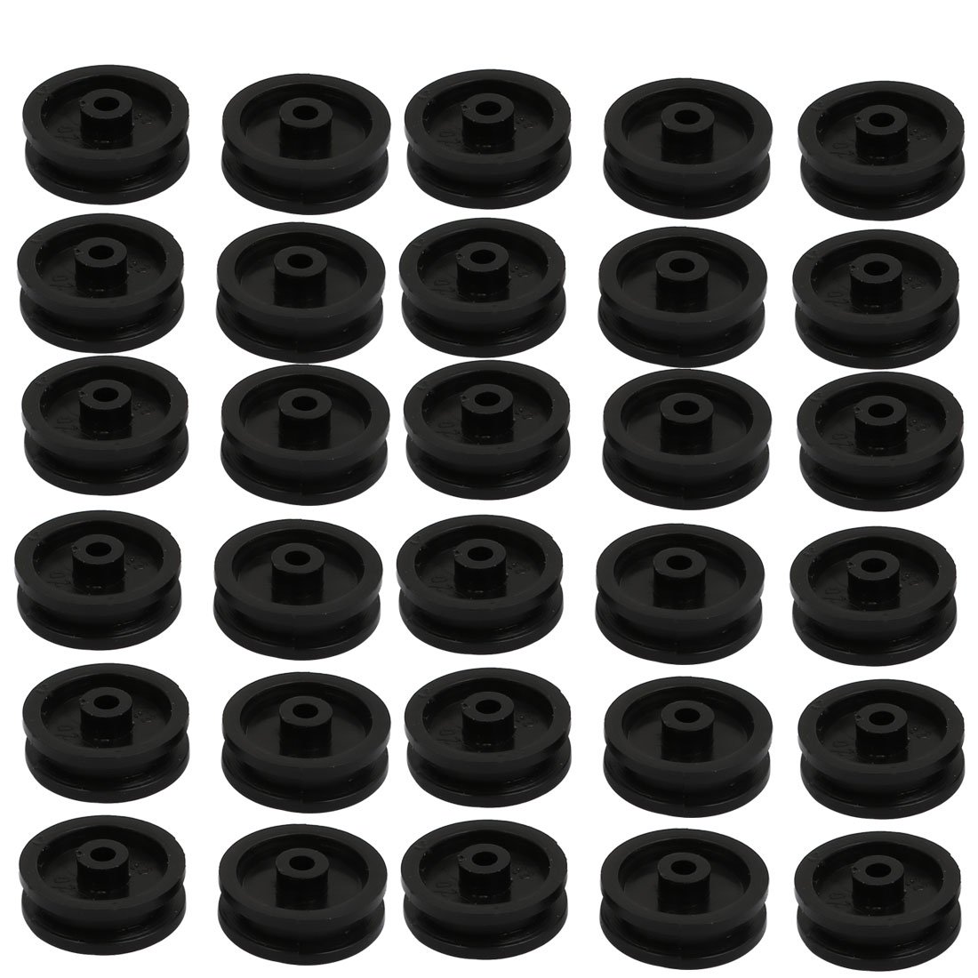 Aexit 30pcs 13mm Electrical equipment Dia Plastic Belt Pulley Black for DIY Toy Model