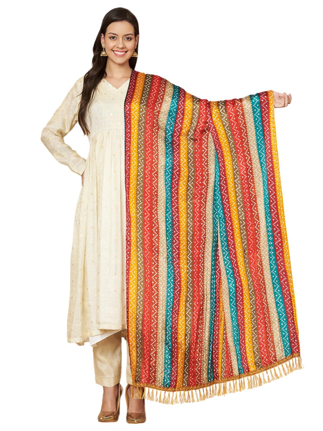 Women's Bandhej Printed Dupatta with Soft Cotton Dupatta for women (Bandhani Box)