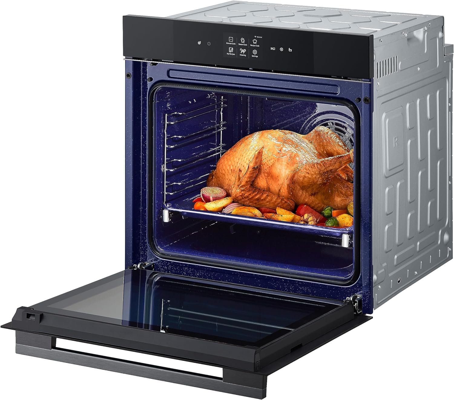 LG InstaView WSED7667M Forno da Incasso 100% Vapore, classe A++, 76L, 250°C, Display Touch 4,3", Air Fry, Sous Vide, Pizza, EasyClean, Wi-Fi, Cerniere Ammortizzate, Sonda Temperatura, Nero