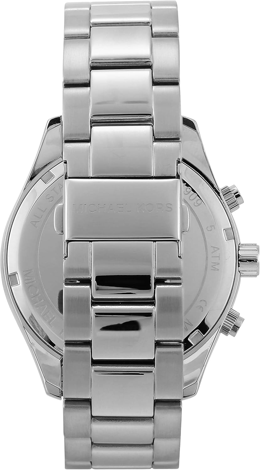 Michael Kors Layton Men's Watch, Stainless Steel Chronograph Watch for Men Silver & Blue Chronograph