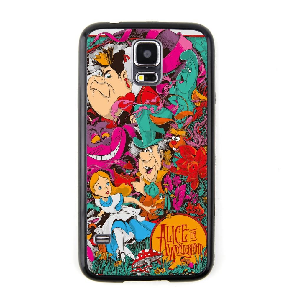 JMM - Colorful Alice's Adventures in Wonderland Design Black Bumper Plastic+TPU Case Cover for Samsung Galaxy S5