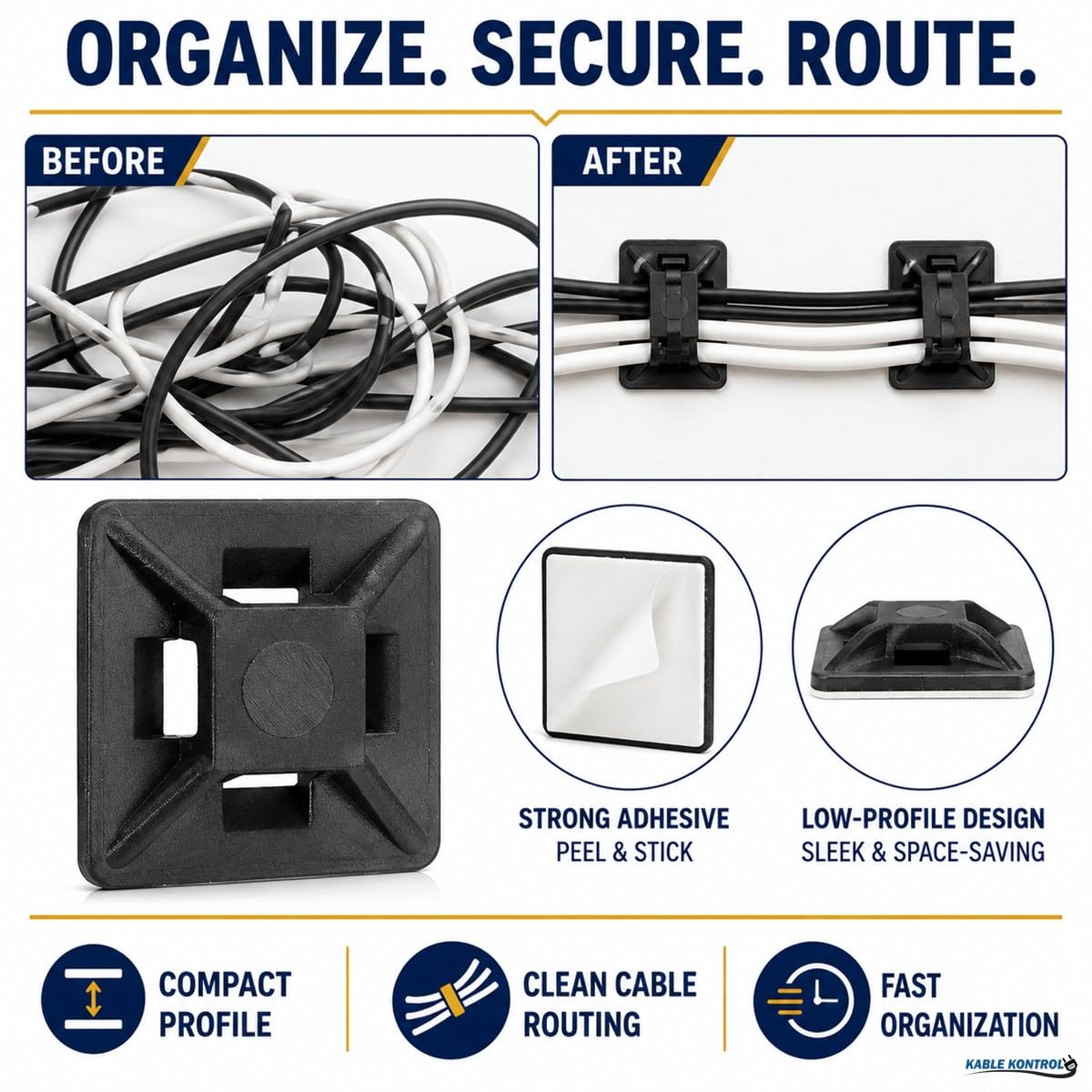 Kable Kontrol Zip Tie Mounts - Black (100) -6 Kable Kontrol Zip Tie Mounts - Black (100) -6