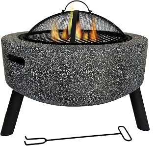 Fire Pit Wood-Burning fire Pit, 23-inch Round Bonfire Terrace fire Pit, Used for Home Heating, Outdoor Cooking and Barbecue