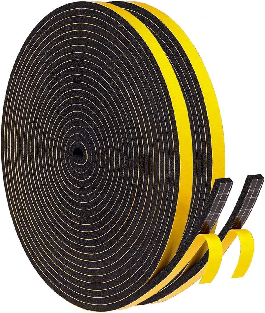 Türdichtung Dichtungsband Selbstklebend 6mm(B) x3mm(D)/20m(L) für Türen Fenster, Schaumstoffband, Gummidichtung für Kollision Siegel Schalldämmung (Schwarz)