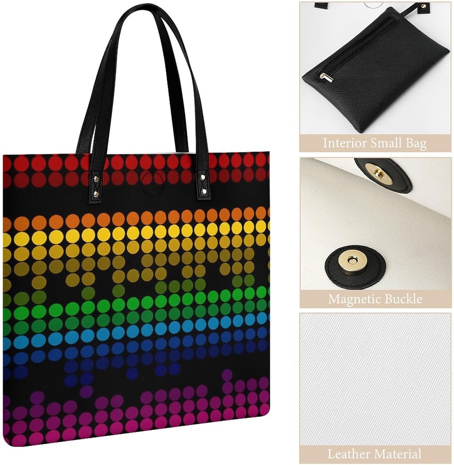 Womens PU Leather Tote Bag Purse Large Shoulder Handbags Travel Grocery Shopping Bags - Image 3