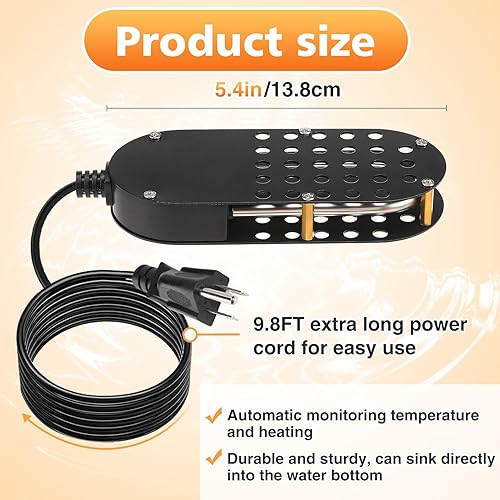 Miniatura 6 de Calentador sumergible para pollo, descongelador de agua de pollo con control termostático de 250 W, calentador de agua de aluminio para aves de