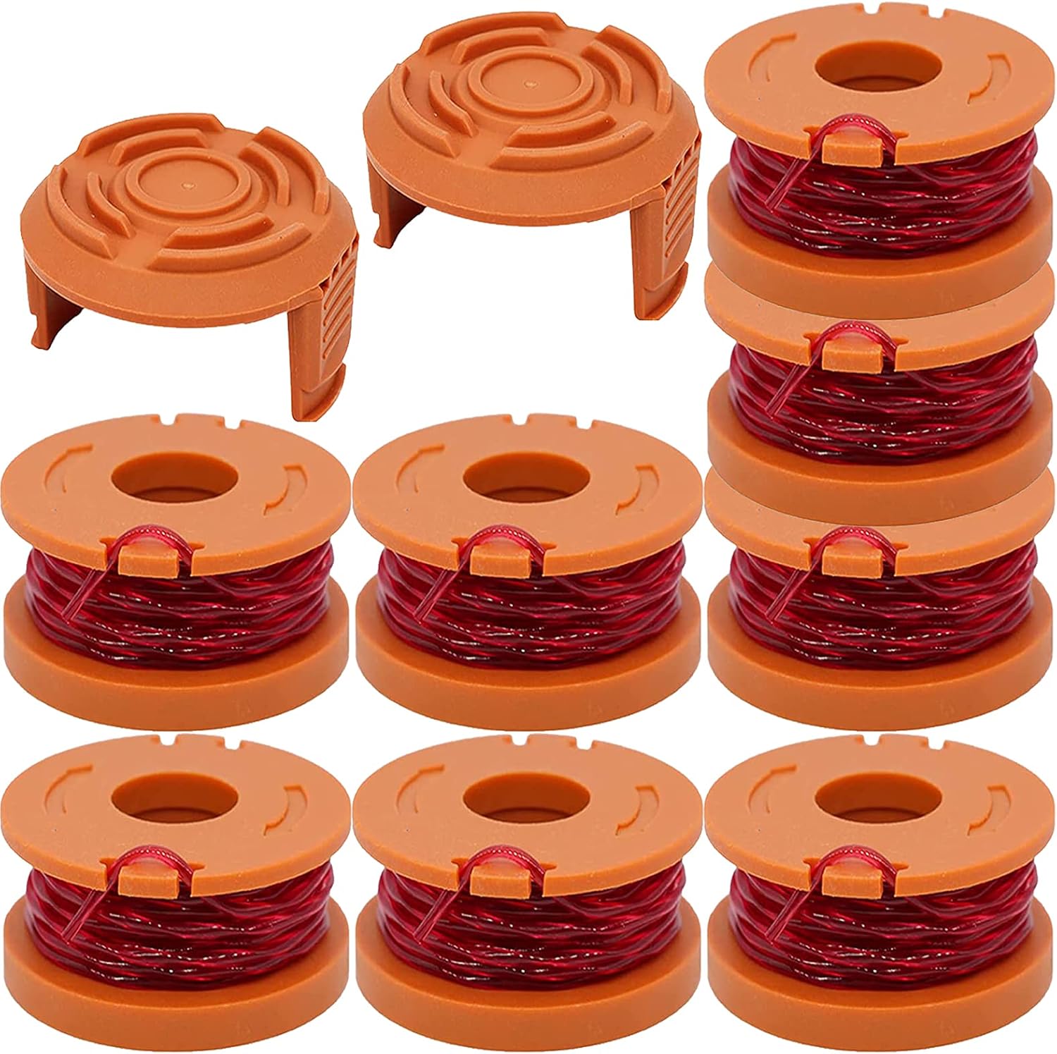 10ft 0.065" Line String Trimmer Replacement Spool for Electric Trimmer/Edger Weed Eater Line 10ft 0.065 ”+ 2 Pack Spool Cap Covers (8 Spools, 2 Caps)
