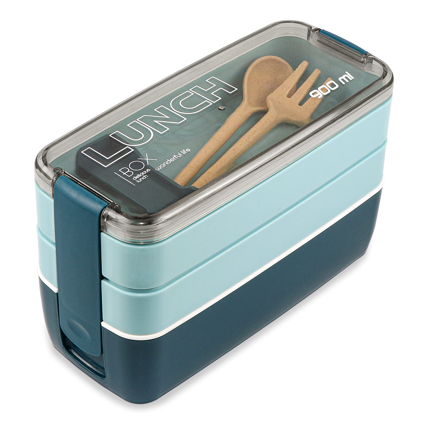 IterynBento Box Lunch Box, 3-In-1 Compartment Lunch Containers - Wheat Straw, Leakproof Eco-Friendly Bento Lunch Box Meal Prep