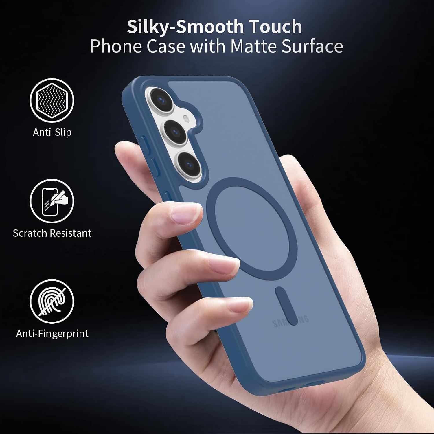 for Samsung Galaxy S24 Plus Case Magnetic, Compatible with Magsafe S24+ 6.7-Inch Slim Fit Heavy Duty Protection Wireless Charging Lightweight Shockproof Anti-Slip Protective Phone Cover, Blue image 3