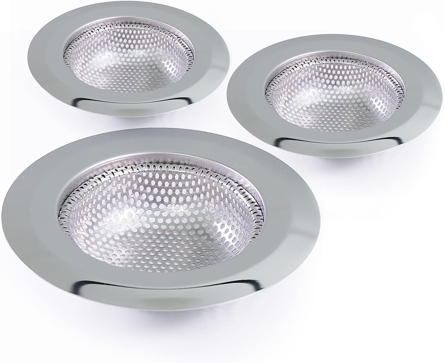 Kitchen Sink Strainer Basket - Rust Free Stainless Steel Sink Drain Strainer - 3 Pack Kitchen Drain Strainers 4.5 Inch Diameter