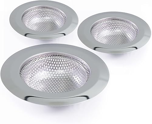Cesta coladora para fregadero de cocina, colador de drenaje de fregadero de acero inoxidable libre de óxido, paquete de 3 coladores de drenaje de