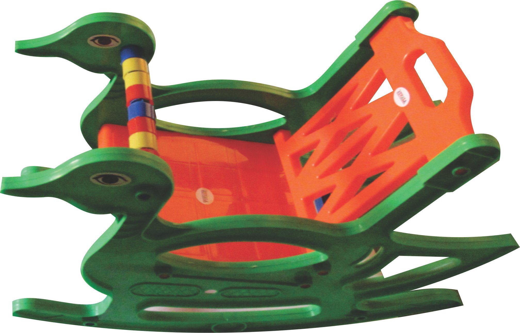 Pihu Enterprises Baby Kids Multicolour Rocking Chair 2 In 1-Orange & Green 1