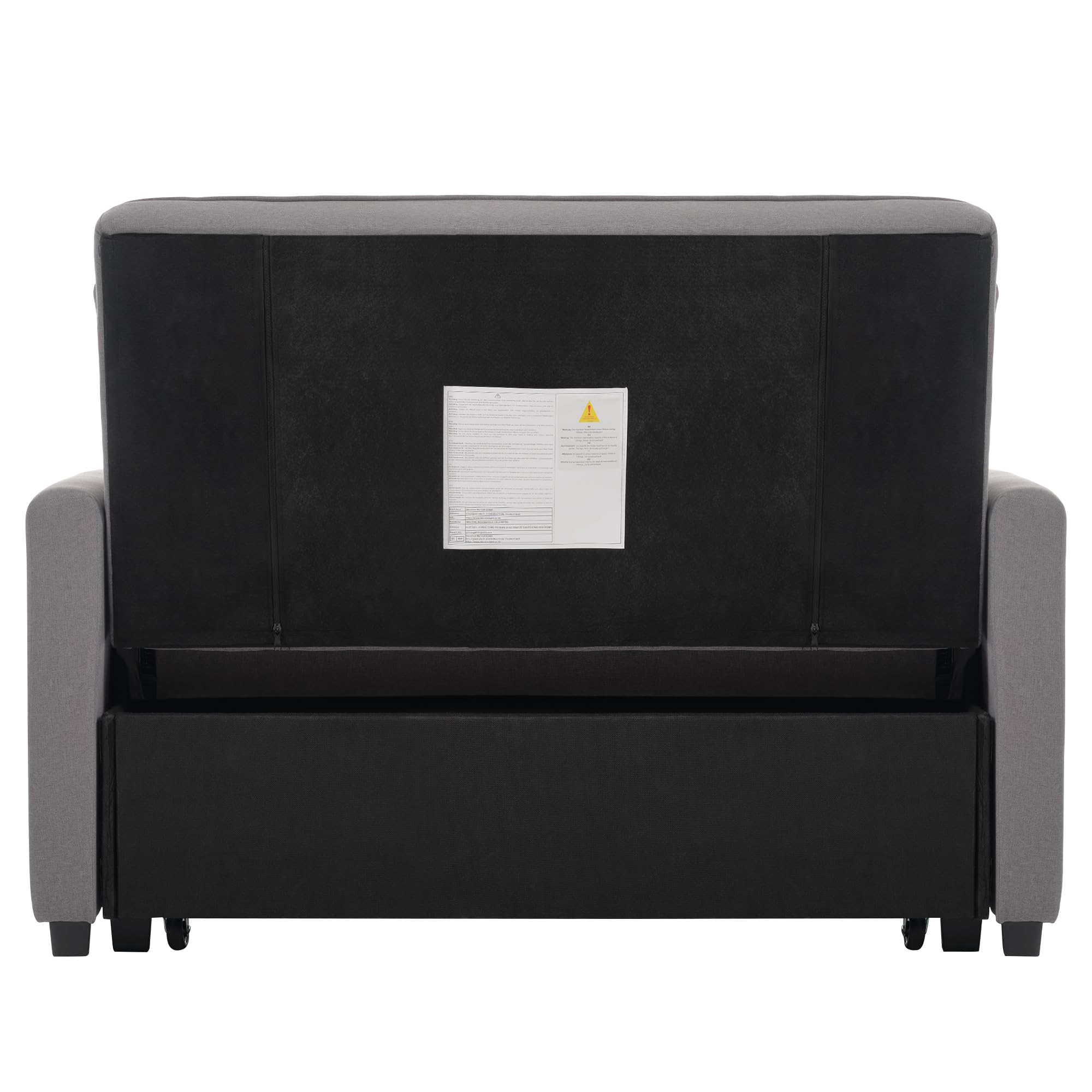 HAINEW Moderner Klappbares Schlafsofa Couch Sofa mit Schlaffunktion, 2-Sitzer Polstersofa Polstermöbel mit Rückenlehne und Armlehnen für Wohnzimmer, Schlafzimmer, Wohnung (Grau)