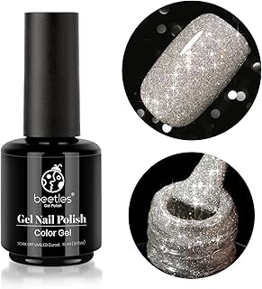 Beetles Reflective Gel Polish Color 15ml Nail Gel Silver Glitter Nail Gel Soak Off LED Nail Lamp Gel Polish Nail Art Manic...