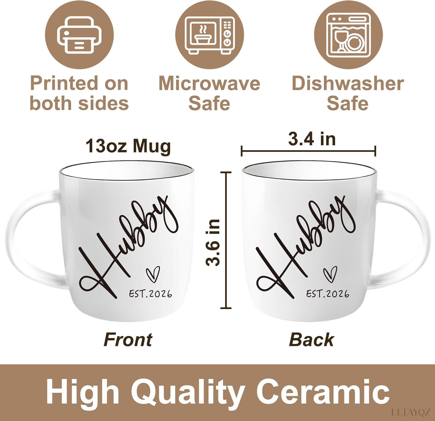 Est 2026 Hubby and Wifey Funny Couples Coffee Mug Gift Set, Perfect Ceramic Mug Gift Est 2026 for Husband and Wife, His Hers Coffee Mugs, Wedding Engagement Anniversary Mugs Gifts Ideas-23 - Image 2