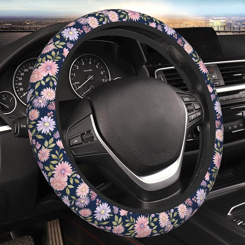 Capa para Volante Automotivo MOLIAN Daisy Flowers em Borracha, 38,1 cm