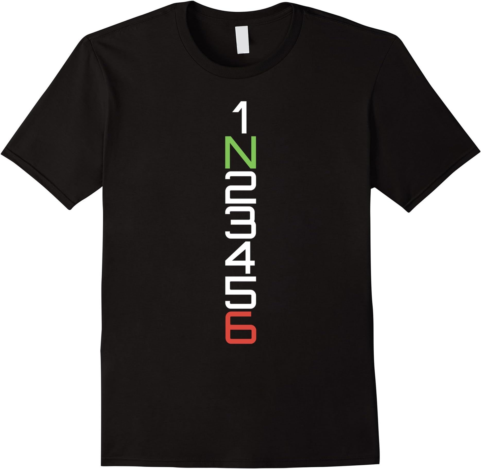 Men's 1N23456 Gearbox - Funny Gear Motocycle Shirt Cool Biker Tee Large Black