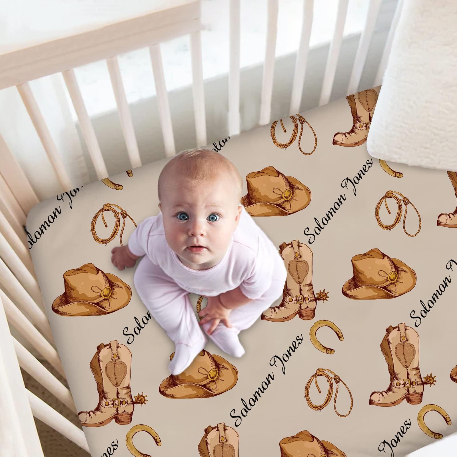 Sweet Jojo Designs Tan Brown Western Cowboy Boy Baby Fitted Crib Sheet Set Nursery