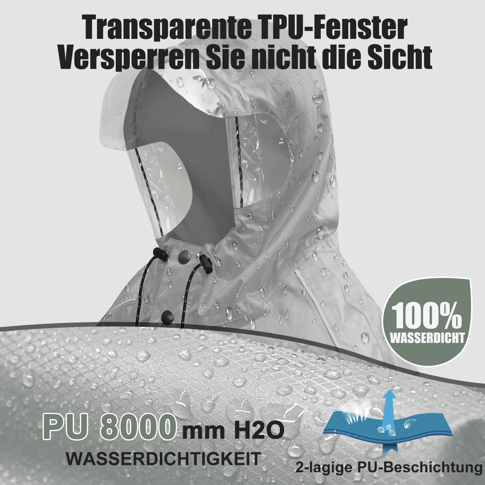 Andake Poncho de Lluvia Bicicleta para Hombre y Mujer, Impermeable Ciclismo Poncho de Lluvia