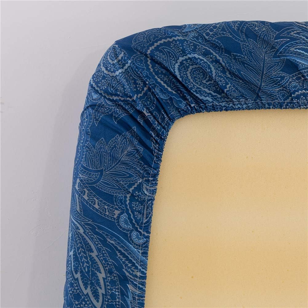 MEISHANG Sheet Set Queen Paisley Sheets Printed Sheets Ultra Soft 100% Microfiber-Deep Pocket Fitted Sheet+Flat Sheet+Pillowcase-4 Pieces Dark Navy Blue Queen: Kitchen & Dining