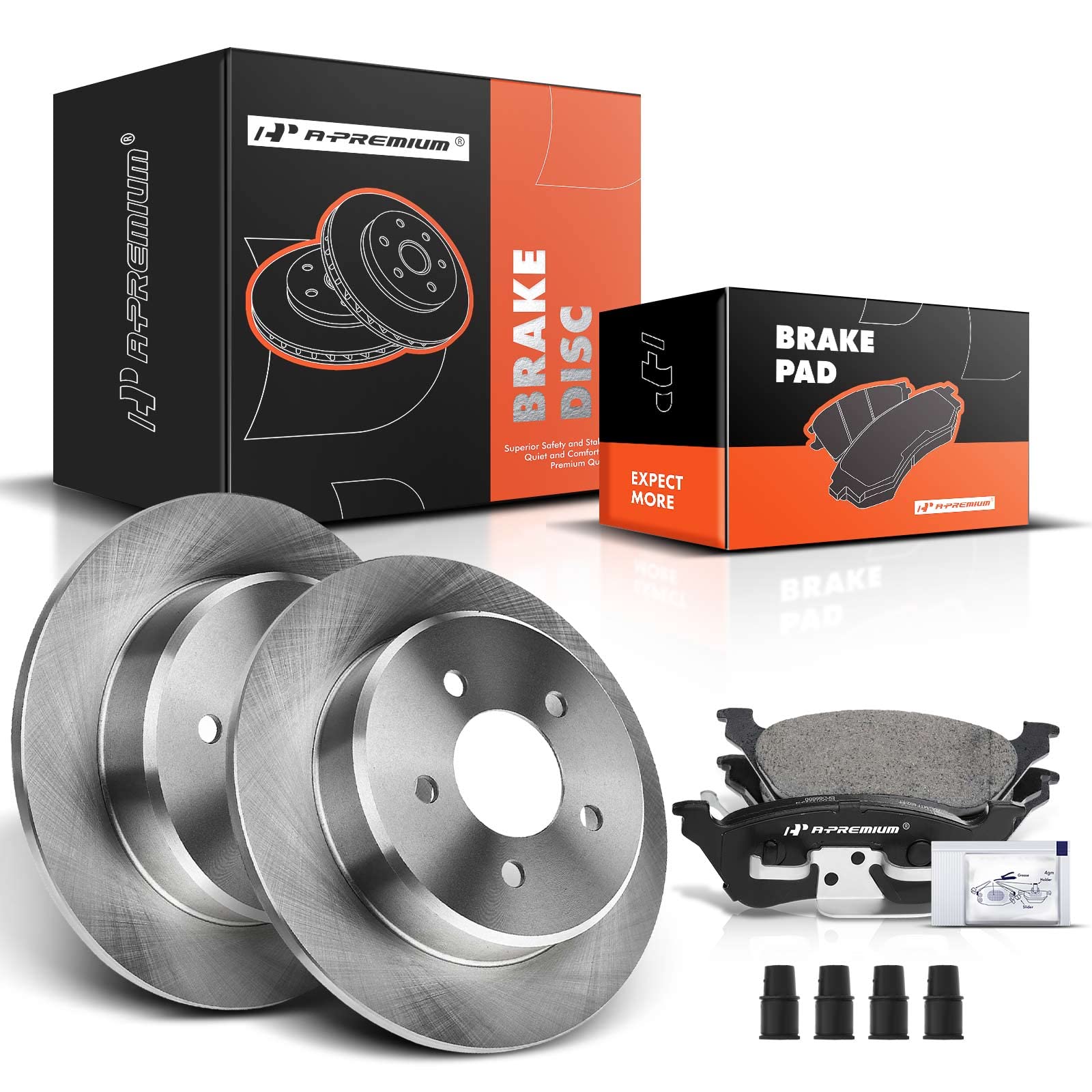 A-Premium 11.42 inch (290mm) Rear Solid Disc Brake Rotors + Ceramic Pads Kit Compatible with Select Chrysler and Dodge Models - Town & Country/Caravan