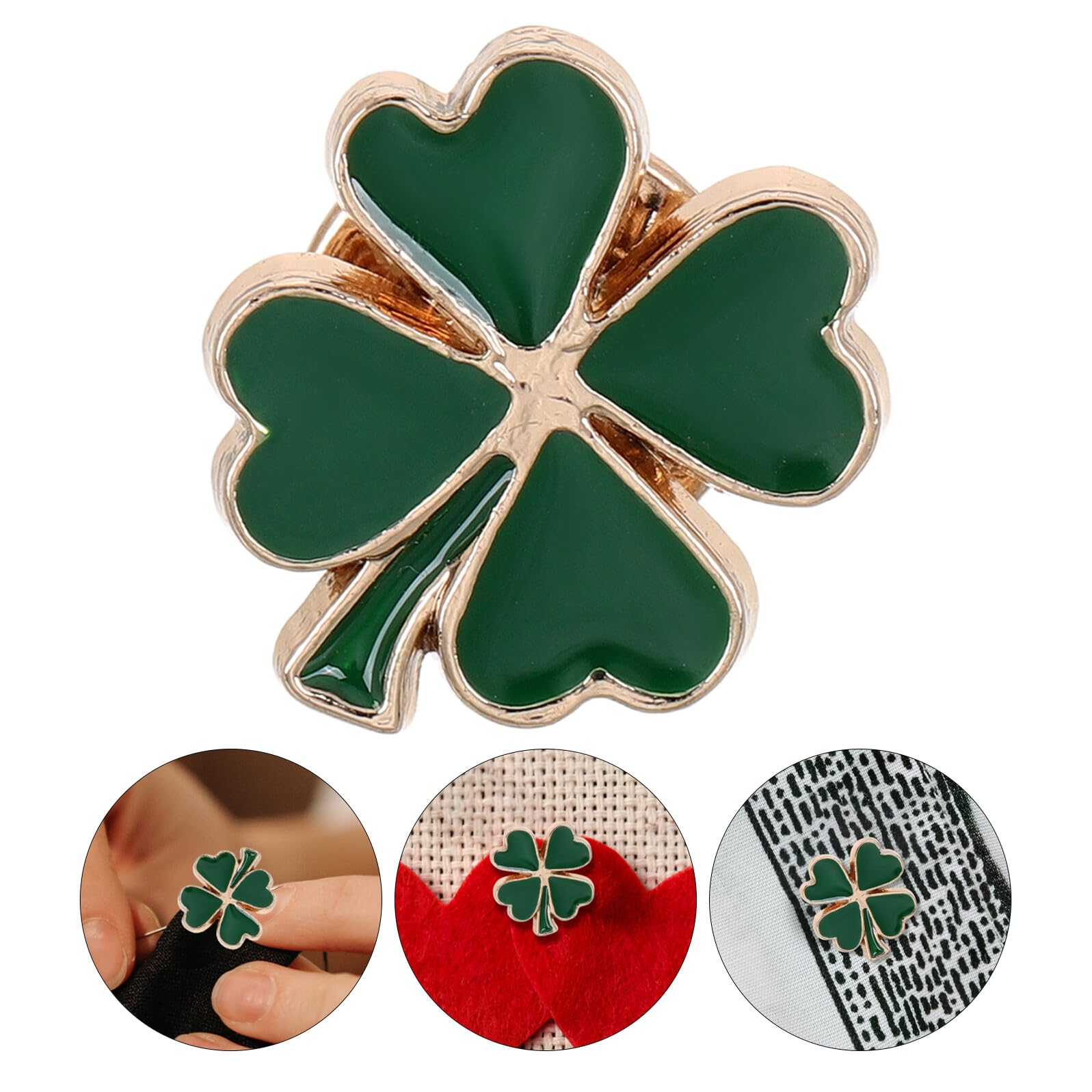 Prendedores Pack de 4 Vintage de Trébol de Cuatro Hojas Esmaltados Verdes Aleación Resistente y Detalle Fino para Fiesta y Regalos en Diversas Ocasiones