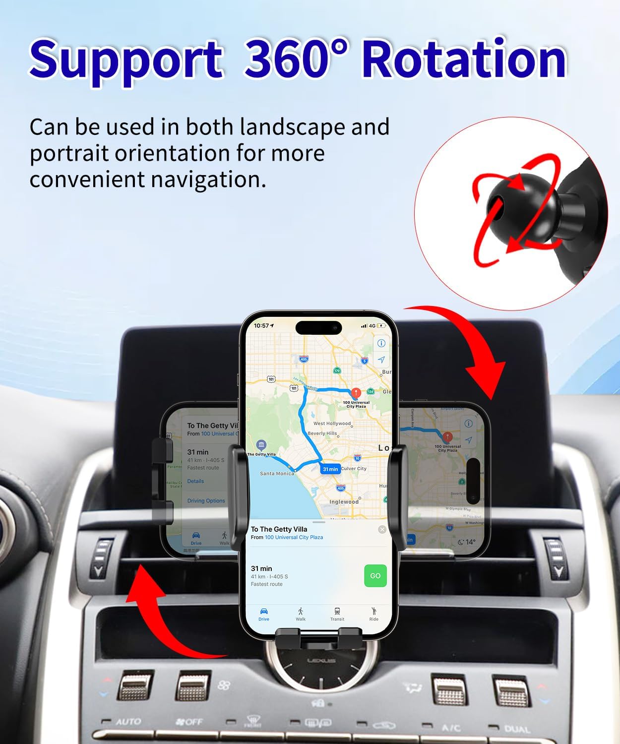Car Phone Holder for Lexus NX 2015-2021 Auto Accessories，One Hand Place & Pick，360° Rotation，Hands Free，for 4.7-7 inch Phones
