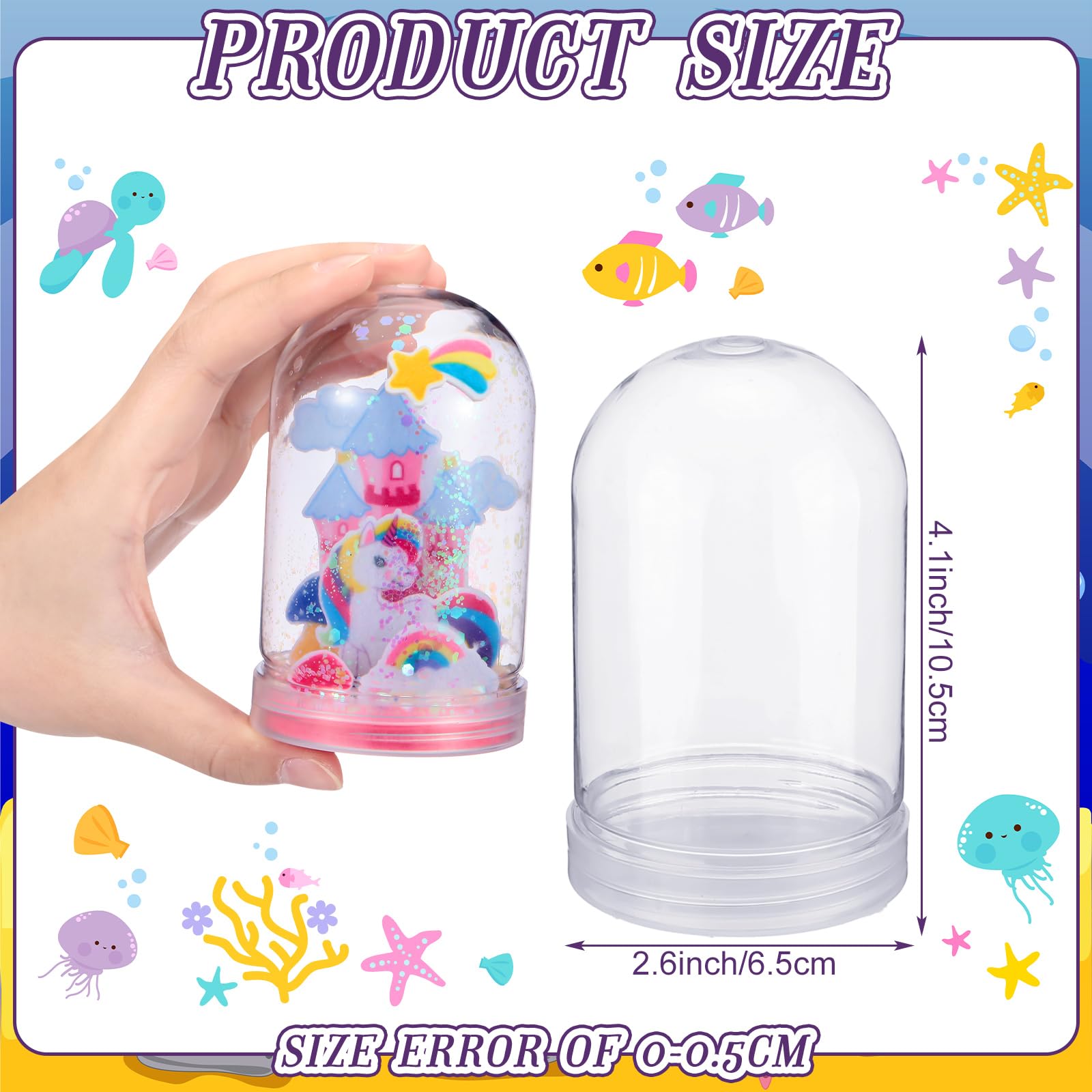 Yuntau 12 Set Unicorn Snow Globe Craft Kits Make Your Own Plastic Glitter Snow Globes Rainbow Castle Unicorn Crafts Bulk for Home DIY Activities Birthday Party Favors