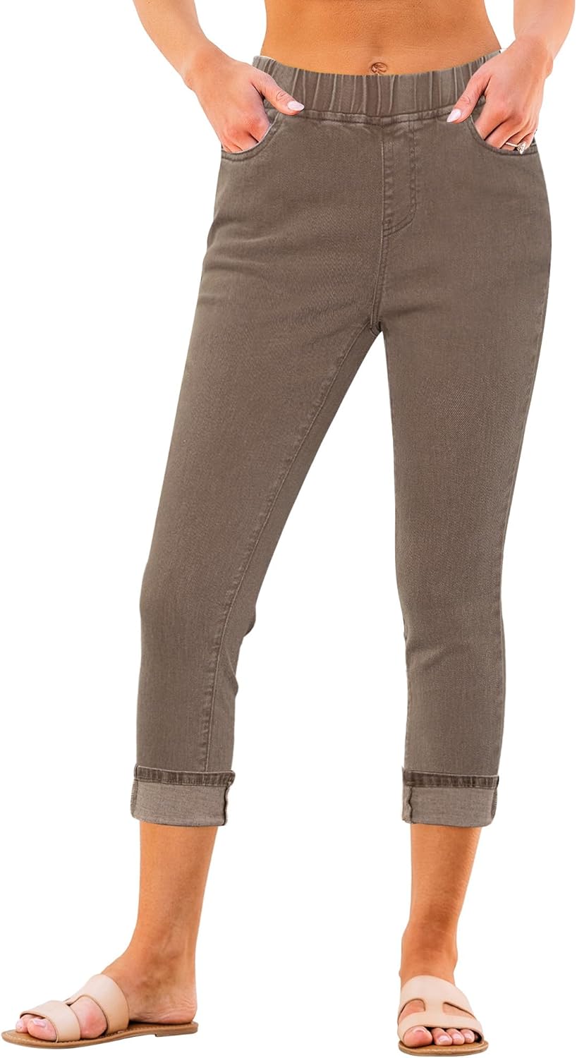 GRAPENT Pull On Jeans for Women High Waisted Skinny Capri Pants Trendy Stretch Denim Cropped Jeans Crop Jeggings Capris