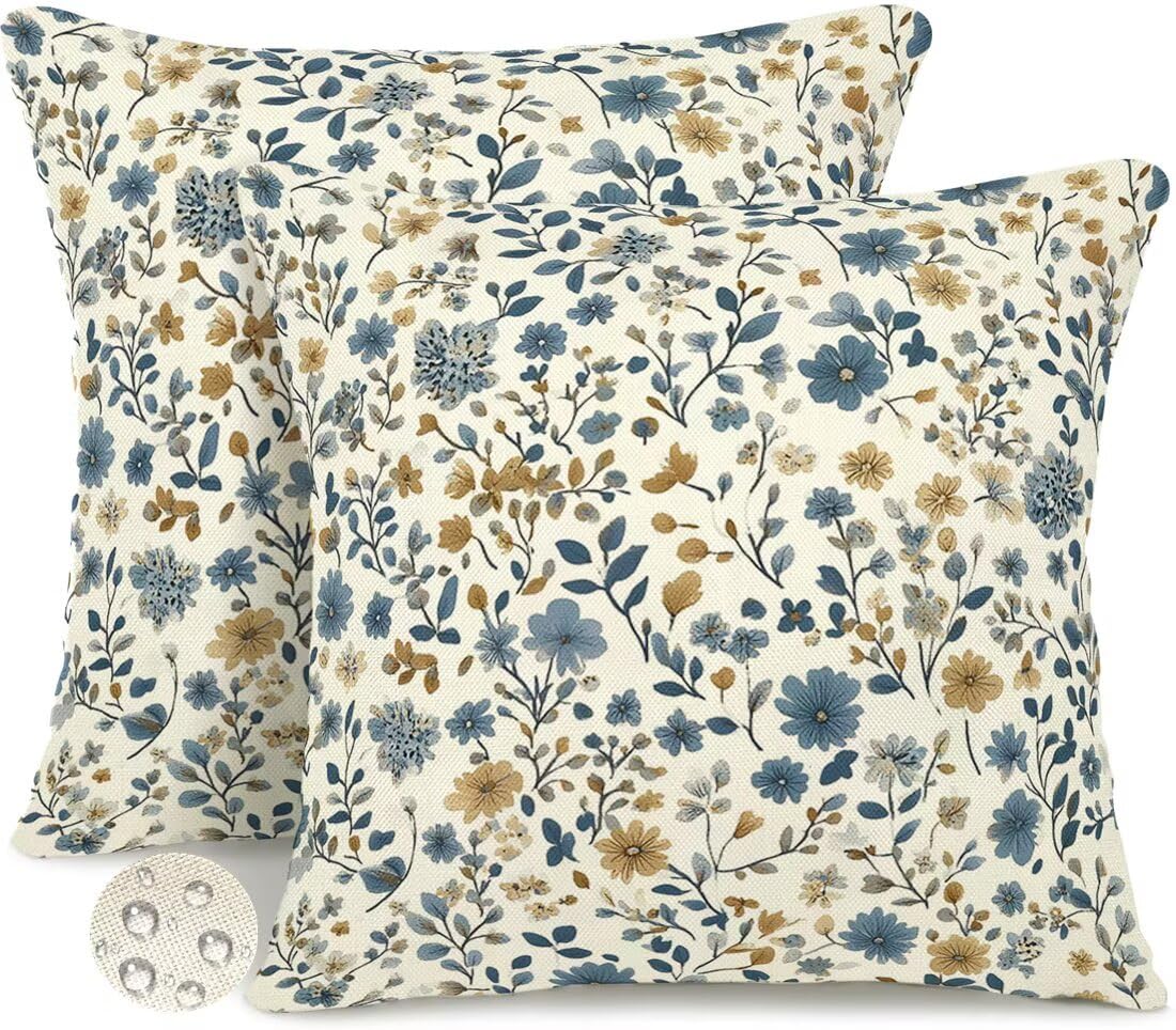 Outdoor Cushions 65cm x 65cm Set of 2 Waterproof Floral Cushion Covers Spring Garden Cushions Summer Decorative Pillows Throw Pillow Covers Double-Sided for Outdoor Patio Garden Couch Sofa -GY502