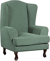 Vista 61 de Turquoize - Fundas de sillas de 2 piezas, fundas de sofá, funda de sillón con reposabrazos, protector lavable para sillas, tela jacquard gruesa Cian