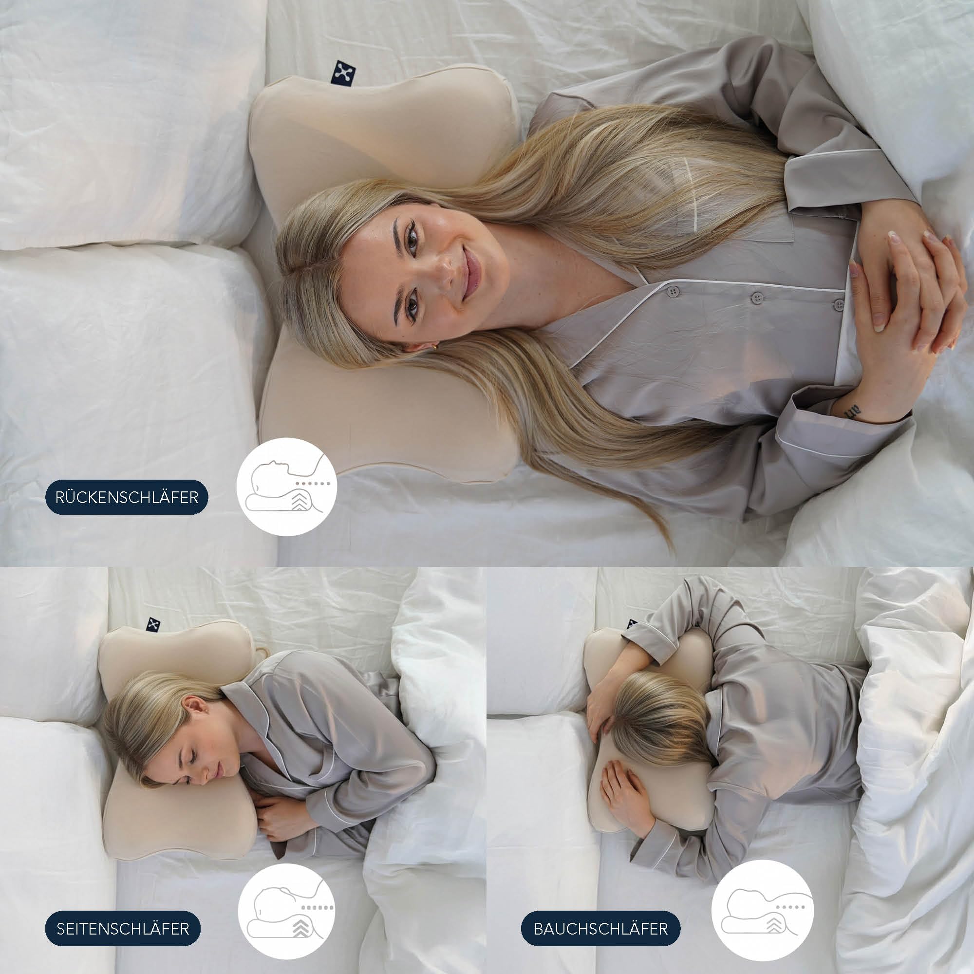 smartsleep® Nackenkissen Silence Pillow – Ergonomisches Visco-Schaum Kopfkissen, HWS-stützend für Rücken- & Seitenschläfer