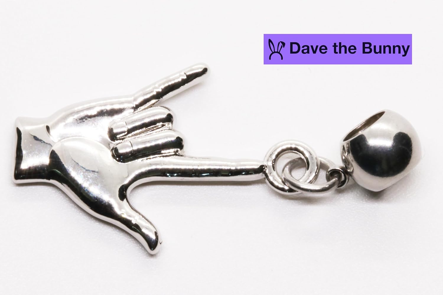 Dave The Bunny I Love You Sign Language ASL Charm - Elegant Love You ASL Charm for Jewelry - Great Gift for Sign Language Enthusiasts