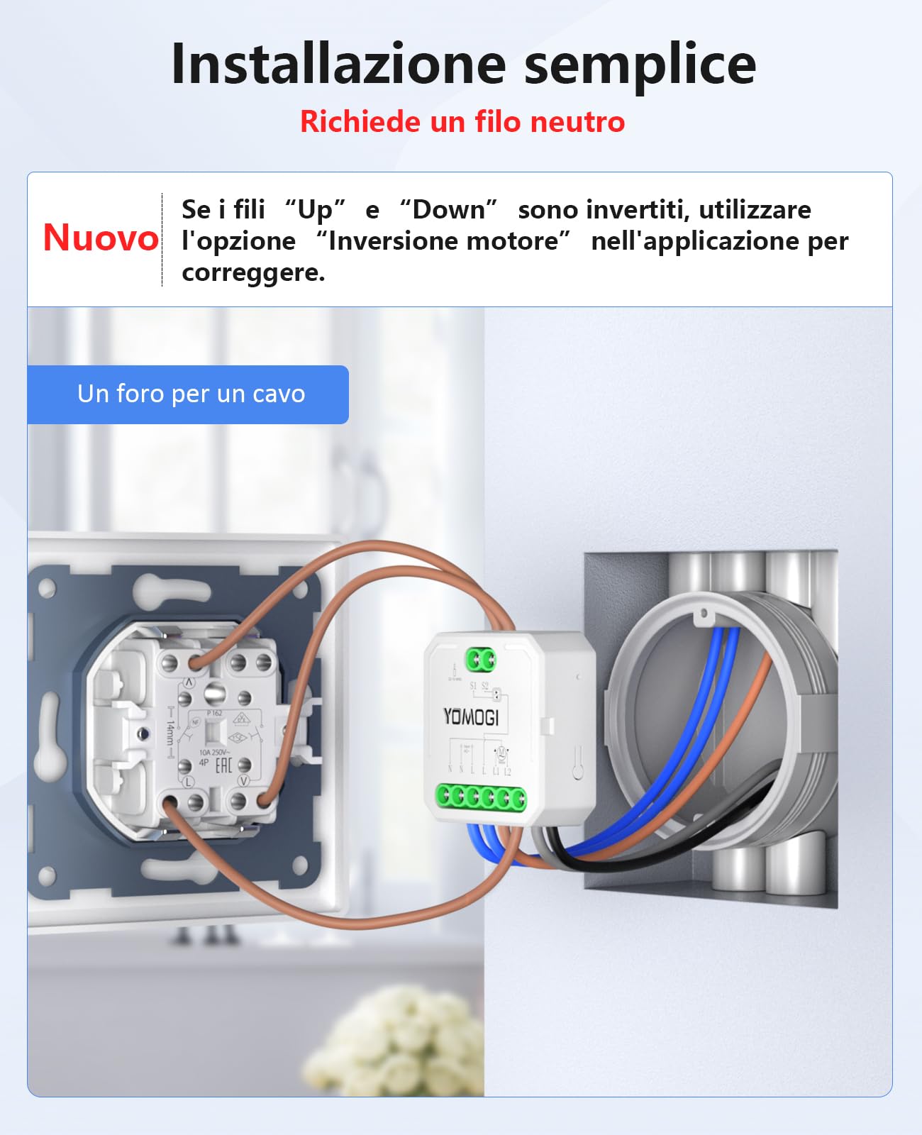 YOMOGI Modulo Tapparella WiFi con Telecomando RF Connesso, Interruttore Intelligente per Tende e Persiane, Compatibile con Alexa e Google Home, Controllo Remoto, Comando Vocale, Timer (4 Pack)