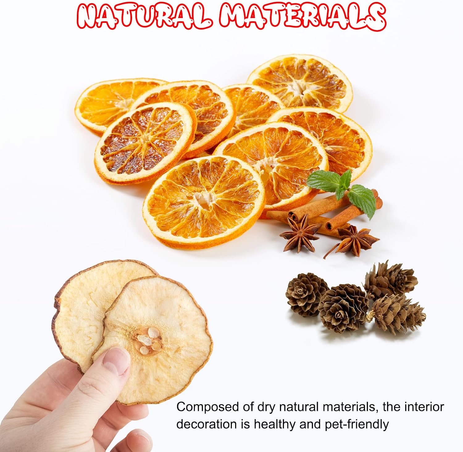 Christmas Potpourri Bowl Filler, Simmer Pot Potpourri with Dried Apple Orange Slice Cinnamon Stick Larch Cones Anise Stovetop Pot pourri for House Warming Gift