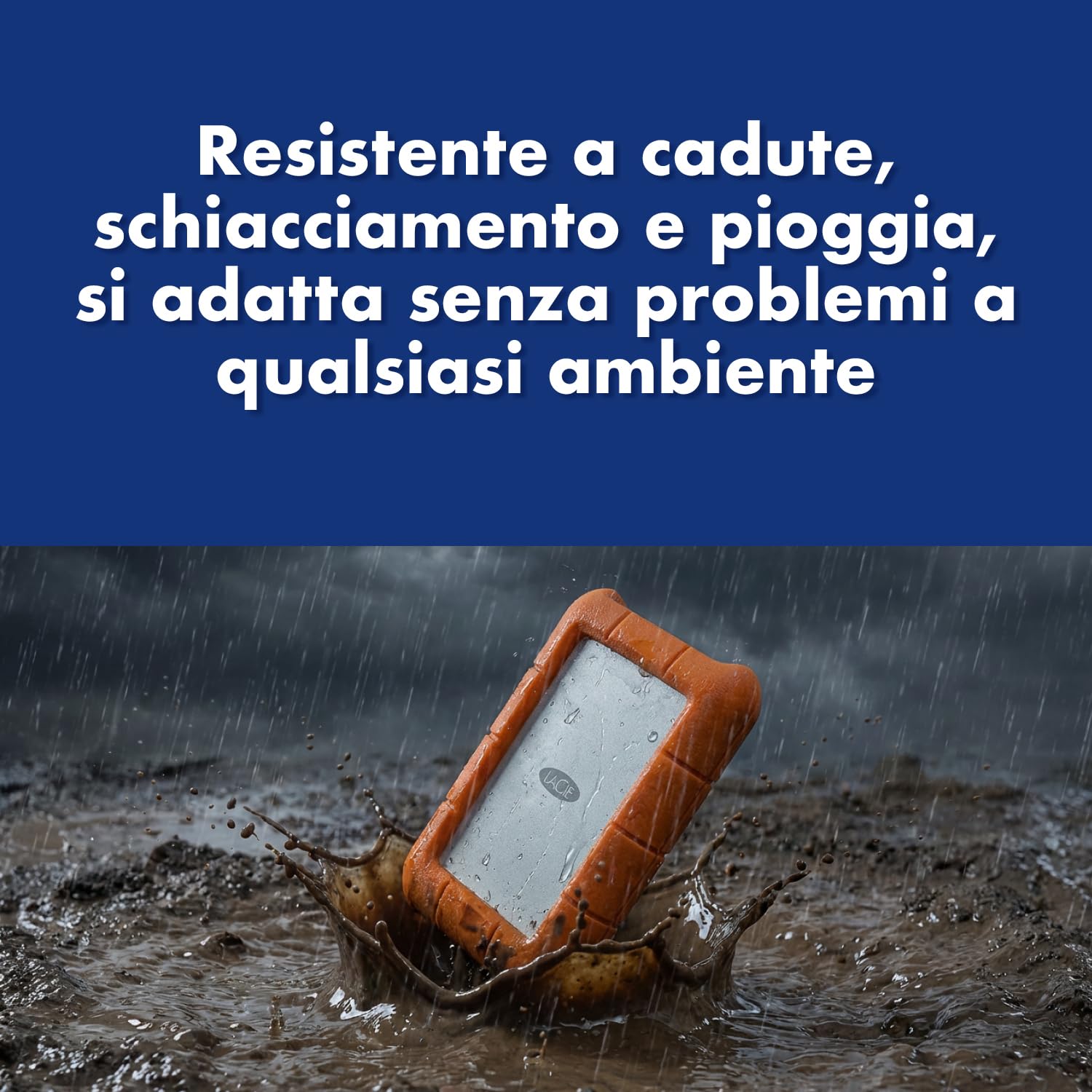 LaCie Rugged USB-C 1TB Hard Disk Esterno Portatile Resistente a Cadute PC Mac iPad iPhone Data Rescue