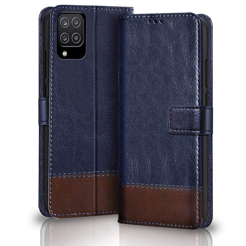 TheGiftKart Dual Color Flip Case Back Cover for Samsung Galaxy M12 / F12 / A12 (Faux Leather | Blue & Brown) (B08Z3FSY34) Amazon Price History, Amazon Price Tracker